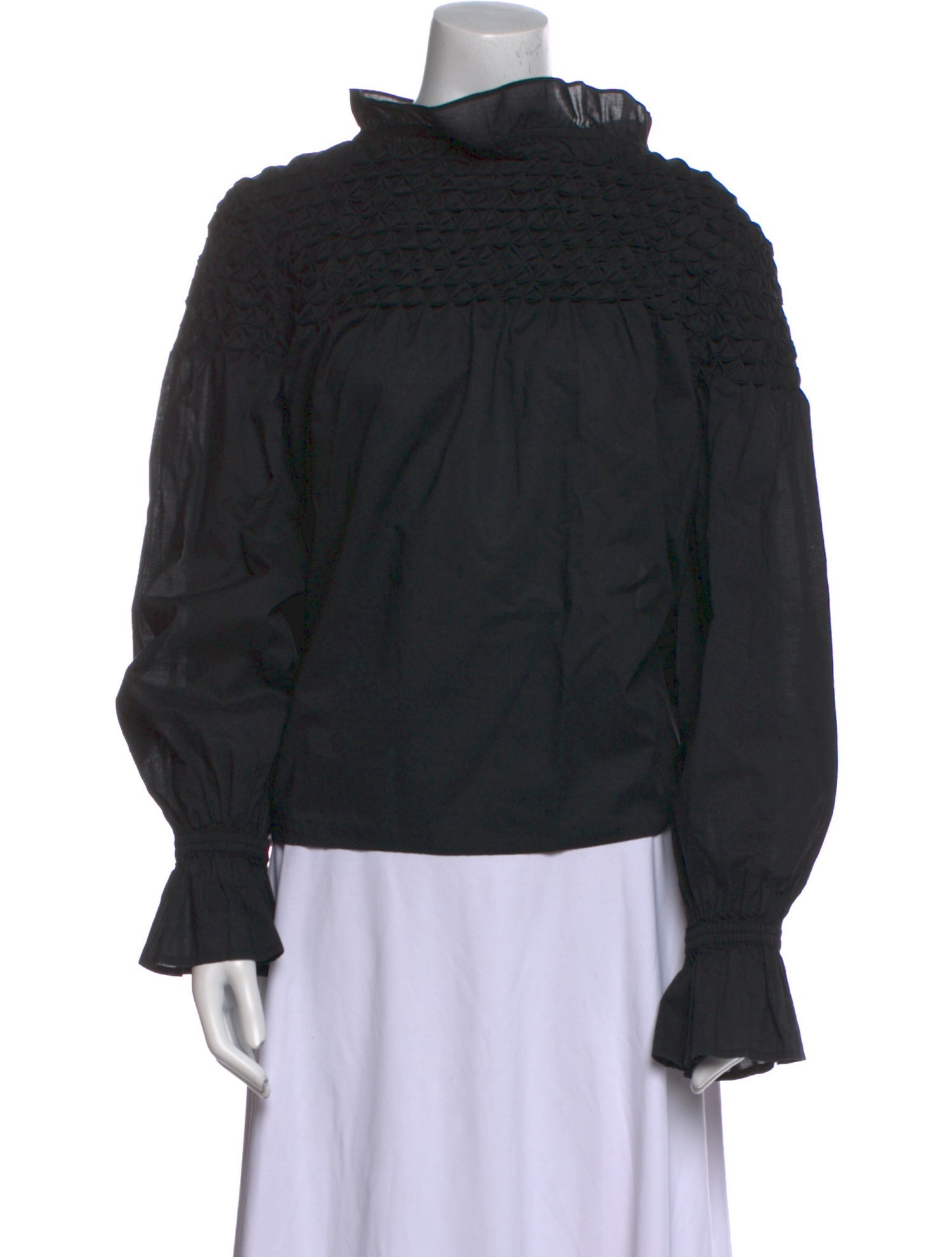 Merlette Mock Neck Long Sleeve Blouse