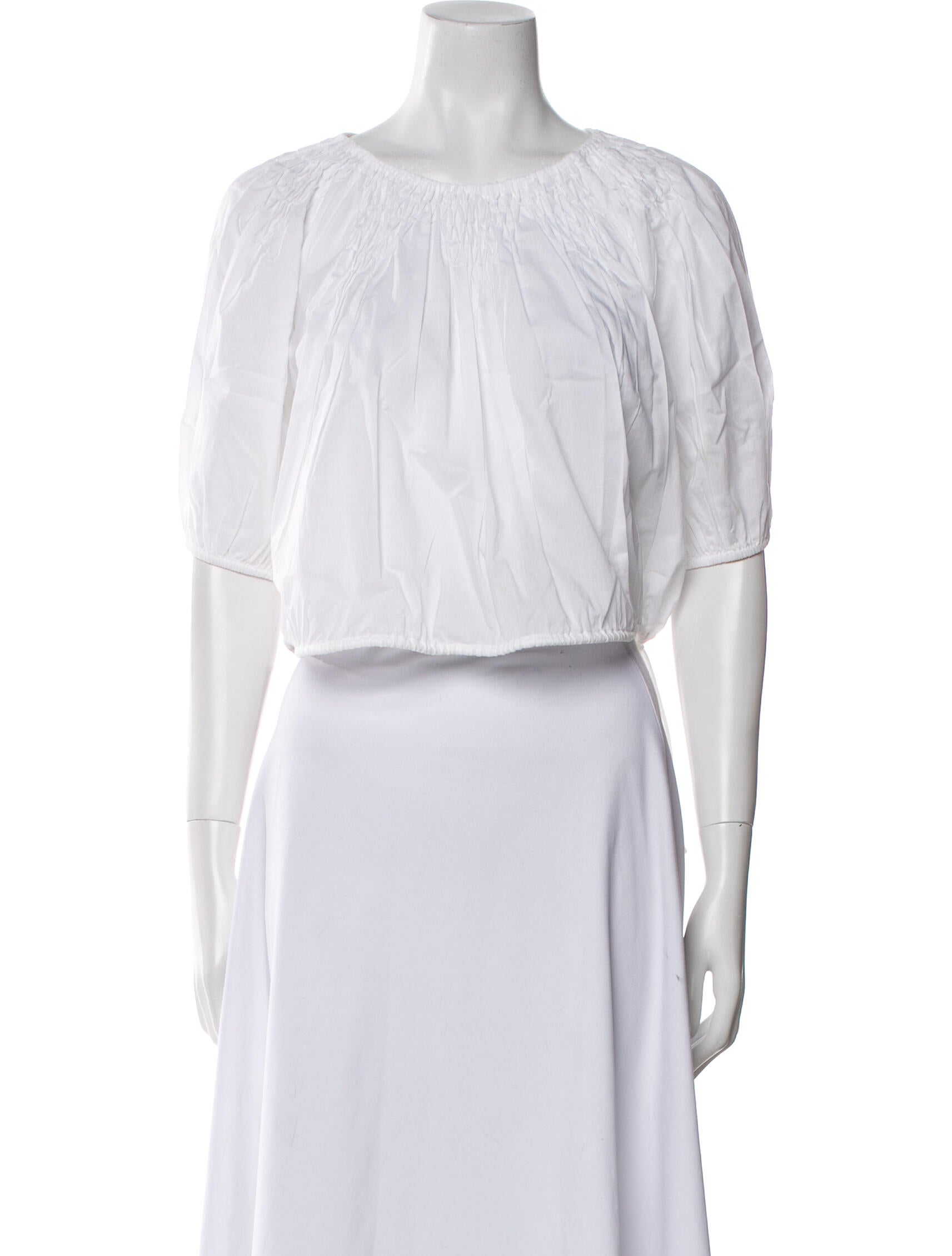 Merlette Bateau Neckline Three-Quarter Sleeve Crop Top