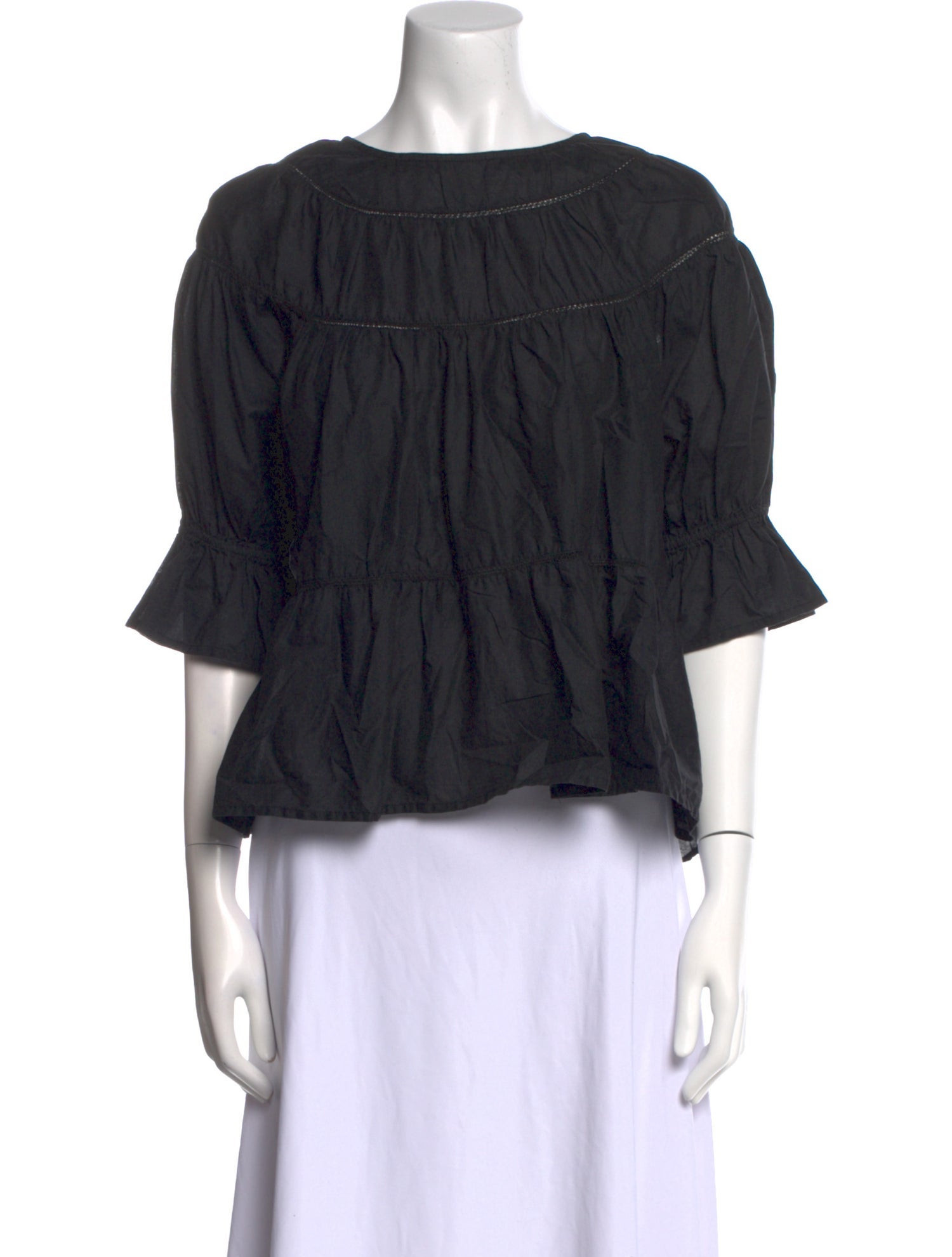 Merlette Bateau Neckline Three-Quarter Sleeve Blouse