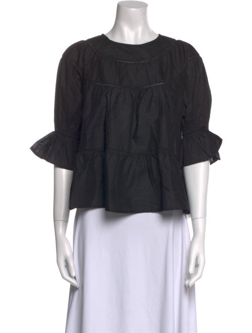 Merlette Scoop Neck Three-Quarter Sleeve Crop Top