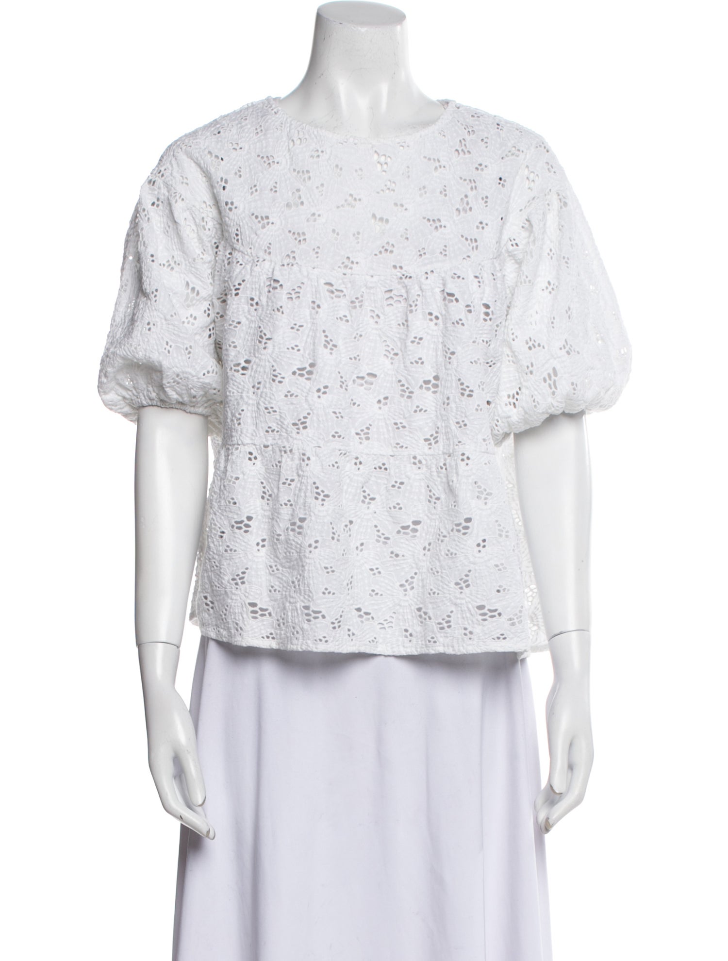 Merlette Lace Pattern Bateau Neckline T-Shirt
