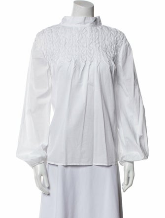 Merlette Mock Neck Long Sleeve Blouse