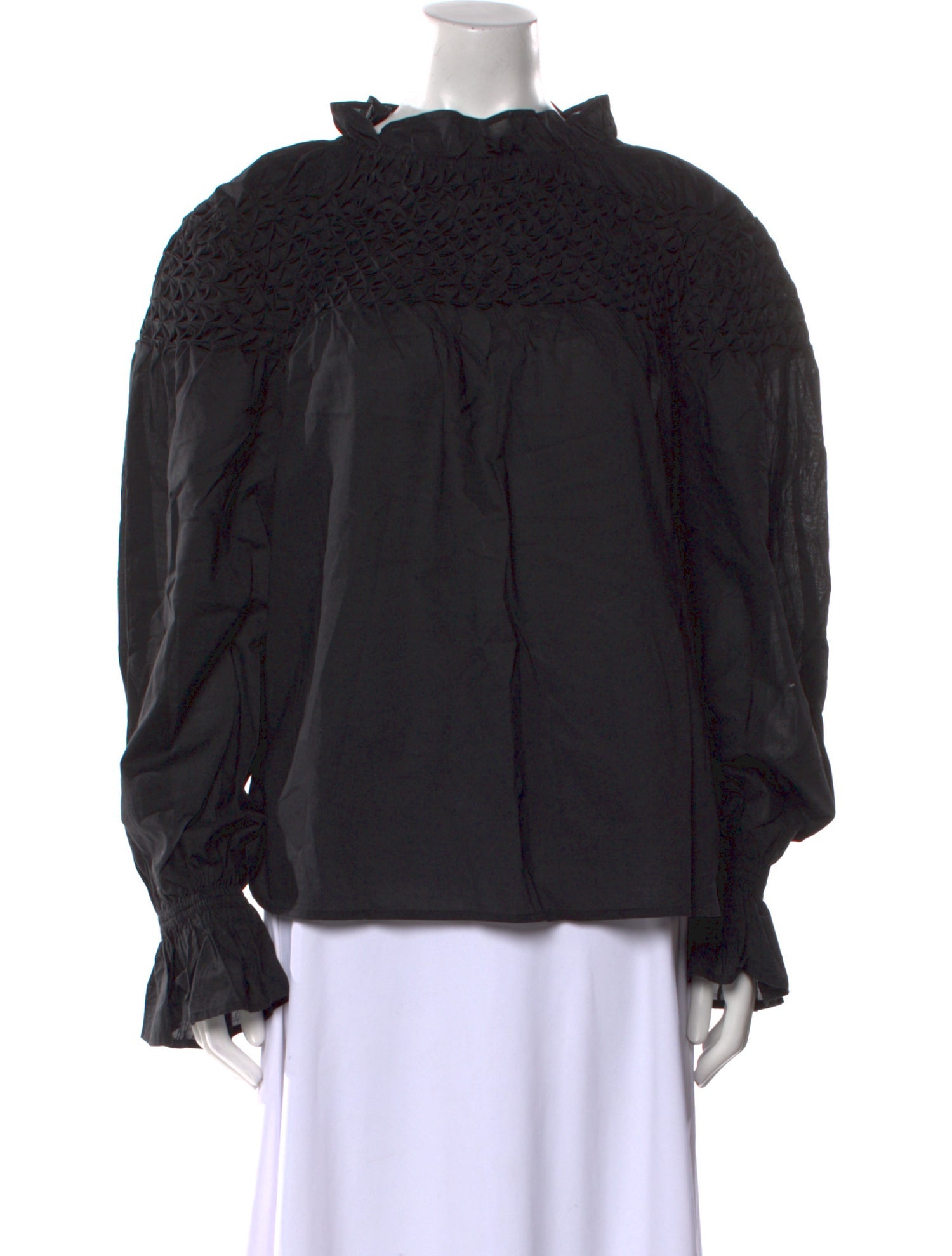 Merlette Mock Neck Long Sleeve Blouse