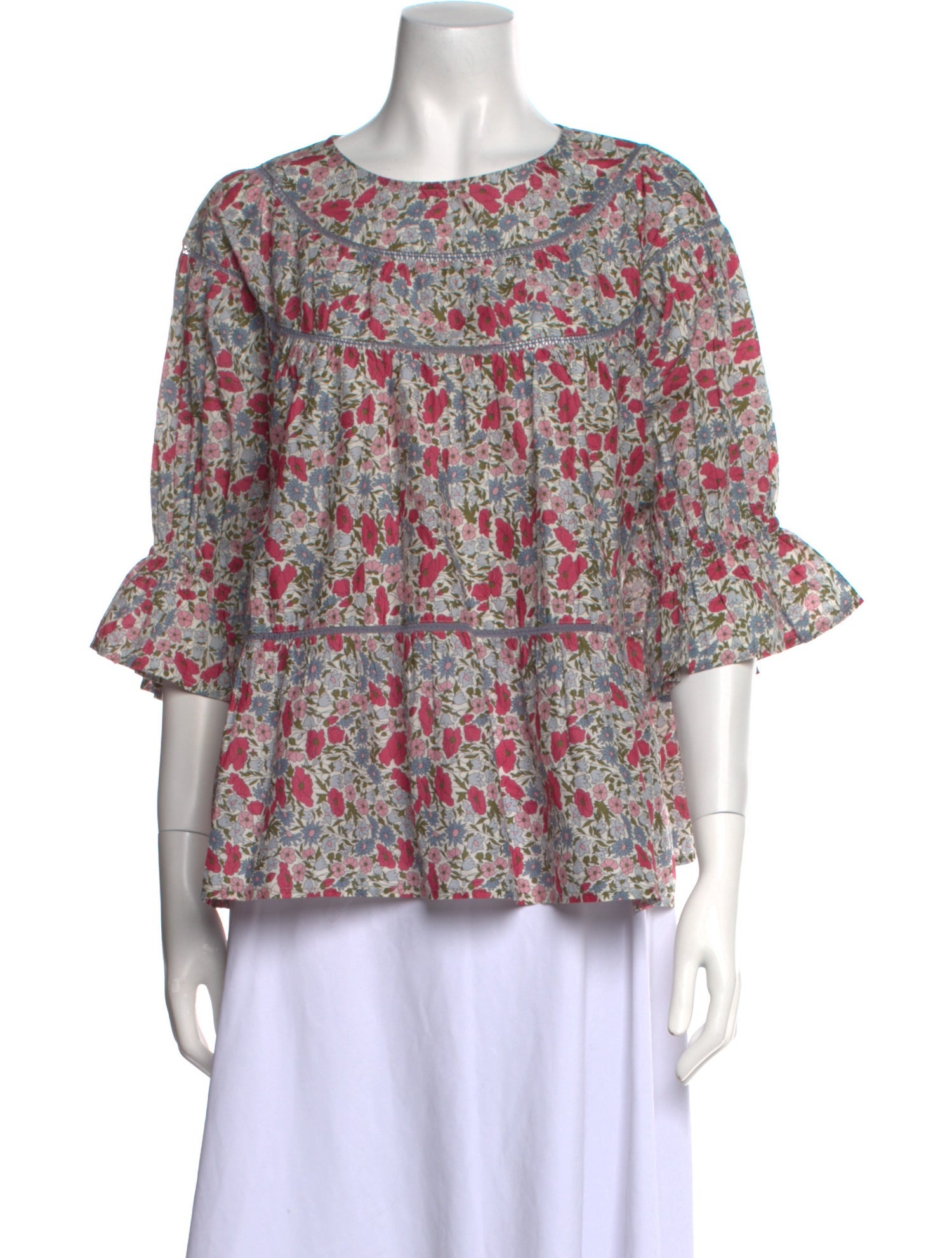 Merlette Floral Print Scoop Neck Blouse