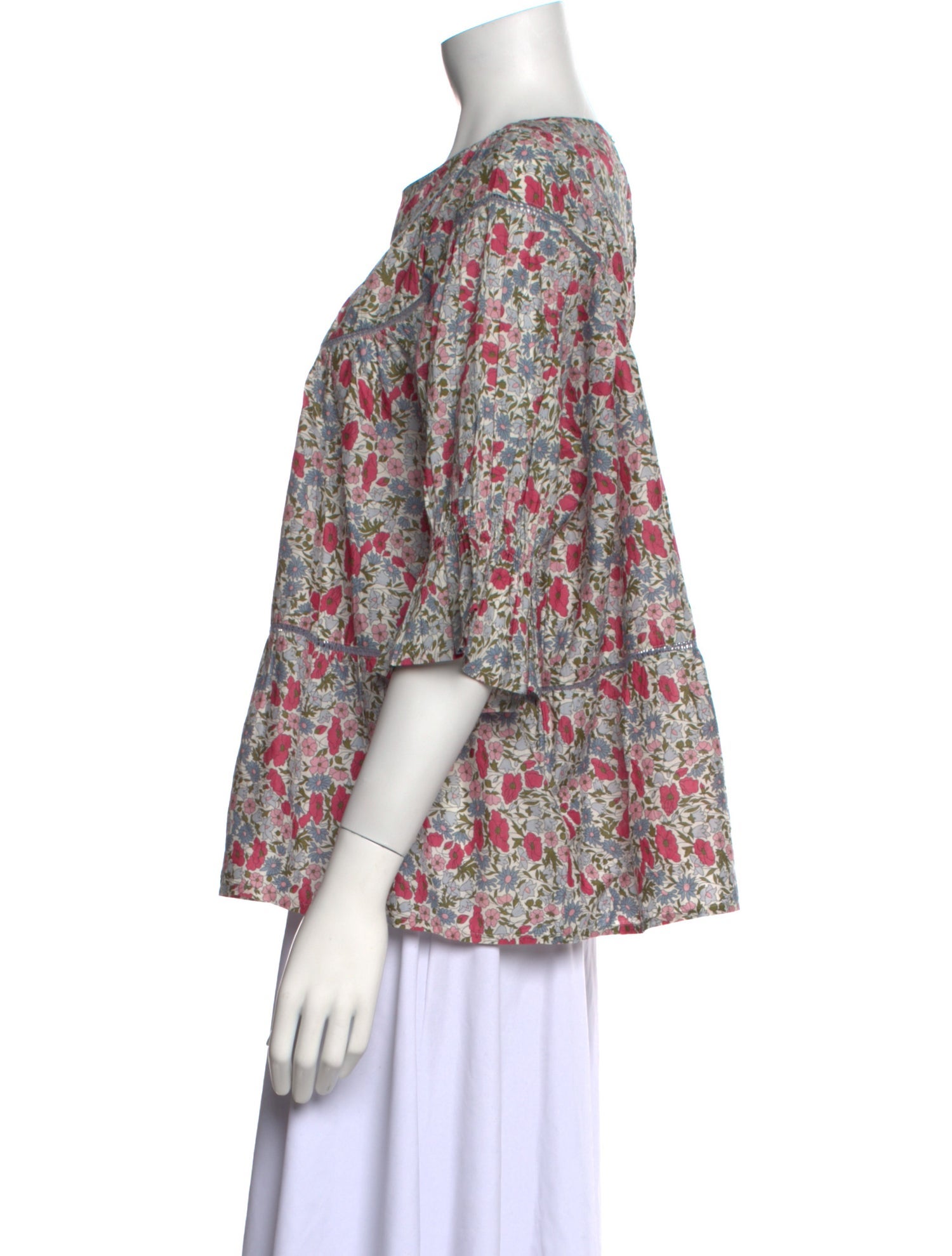 Merlette Floral Print Scoop Neck Blouse