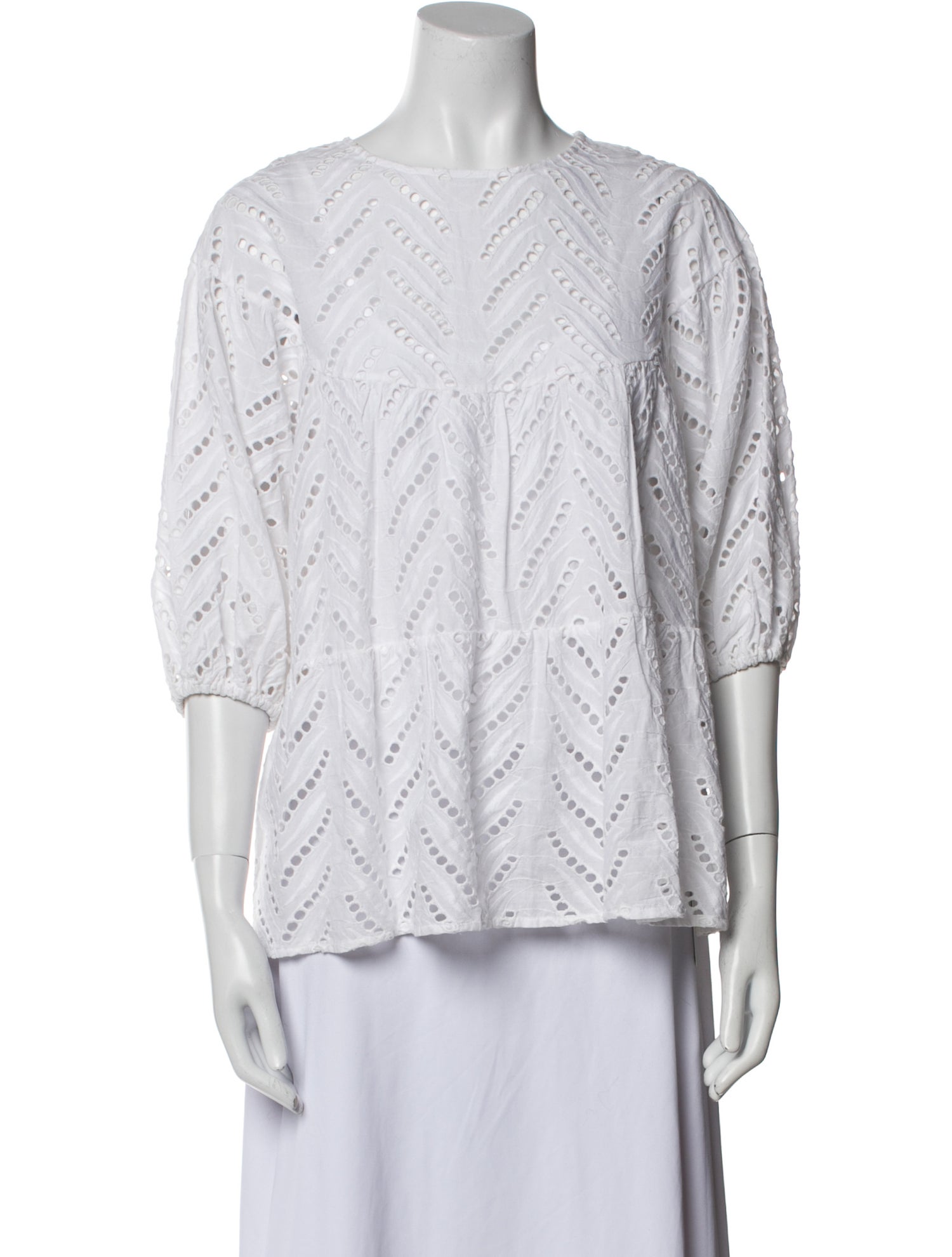 Merlette Printed Bateau Neckline Button-Up Top