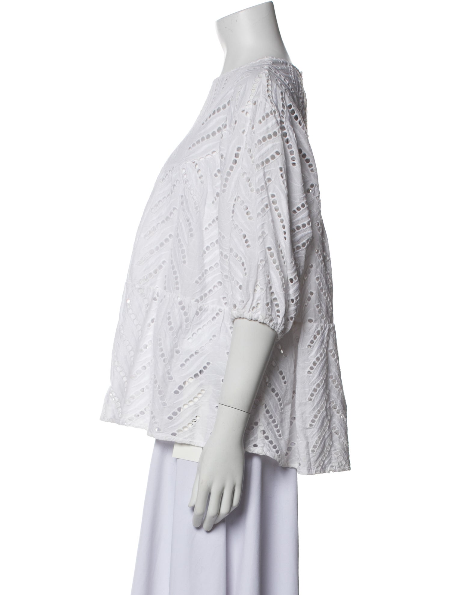 Merlette Printed Bateau Neckline Button-Up Top