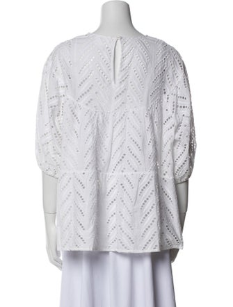 Merlette Printed Bateau Neckline Button-Up Top