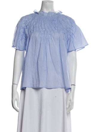 Merlette Mock Neck Short Sleeve Blouse