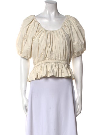 Merlette Scoop Neck Short Sleeve Crop Top