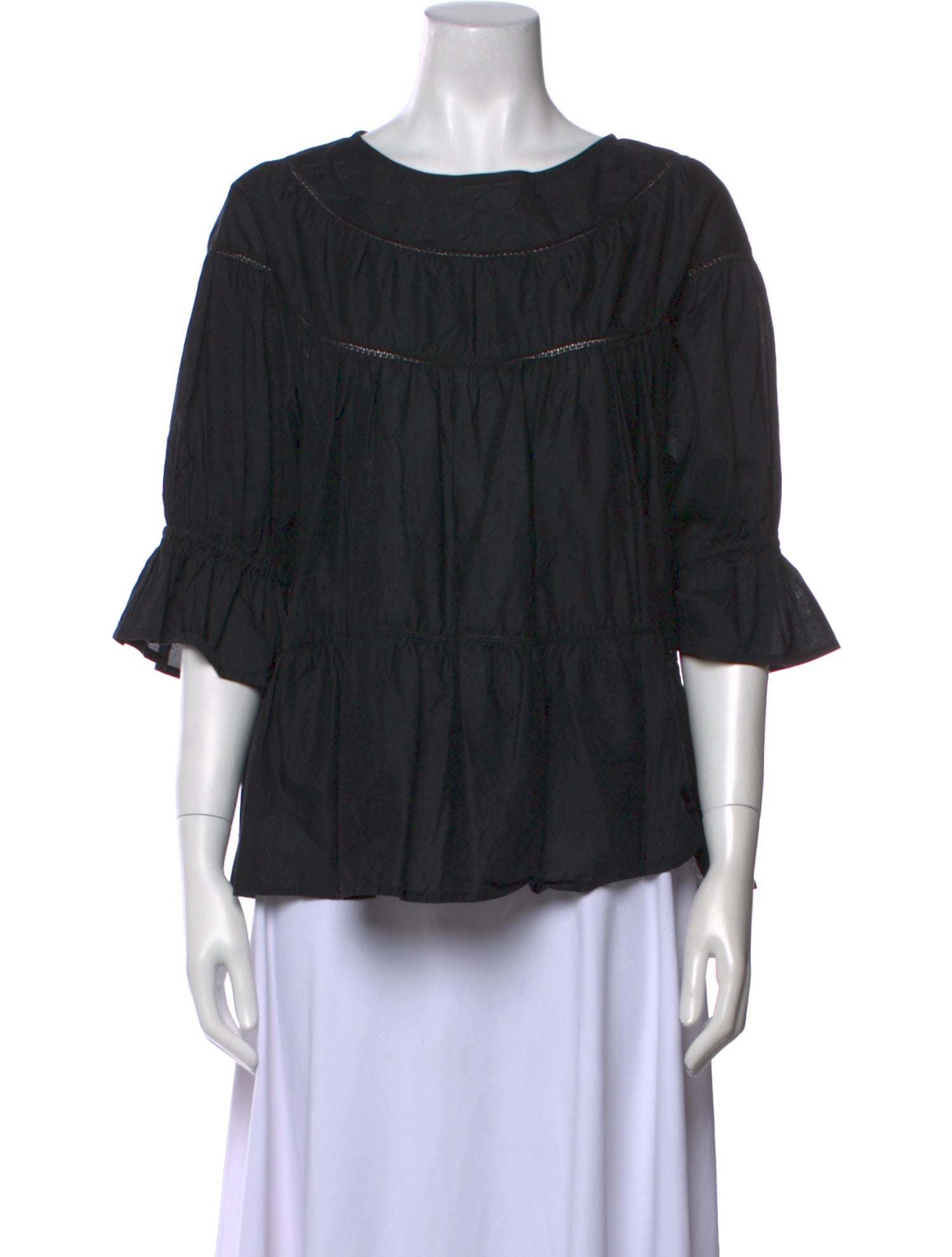 Merlette Bateau Neckline Three-Quarter Sleeve Blouse