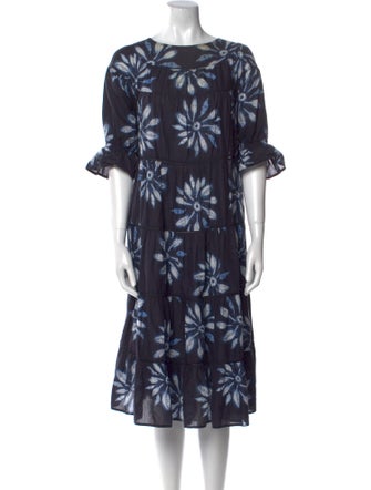 Merlette Floral Print Midi Length Dress