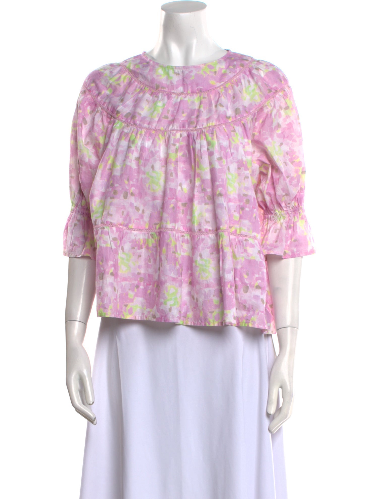 Merlette Floral Print Scoop Neck Blouse