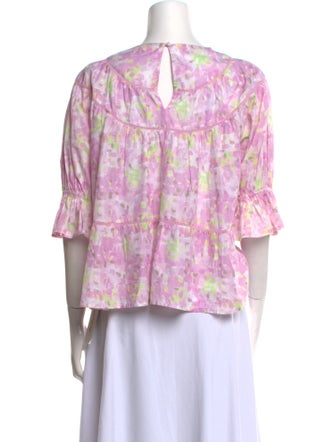 Merlette Floral Print Scoop Neck Blouse