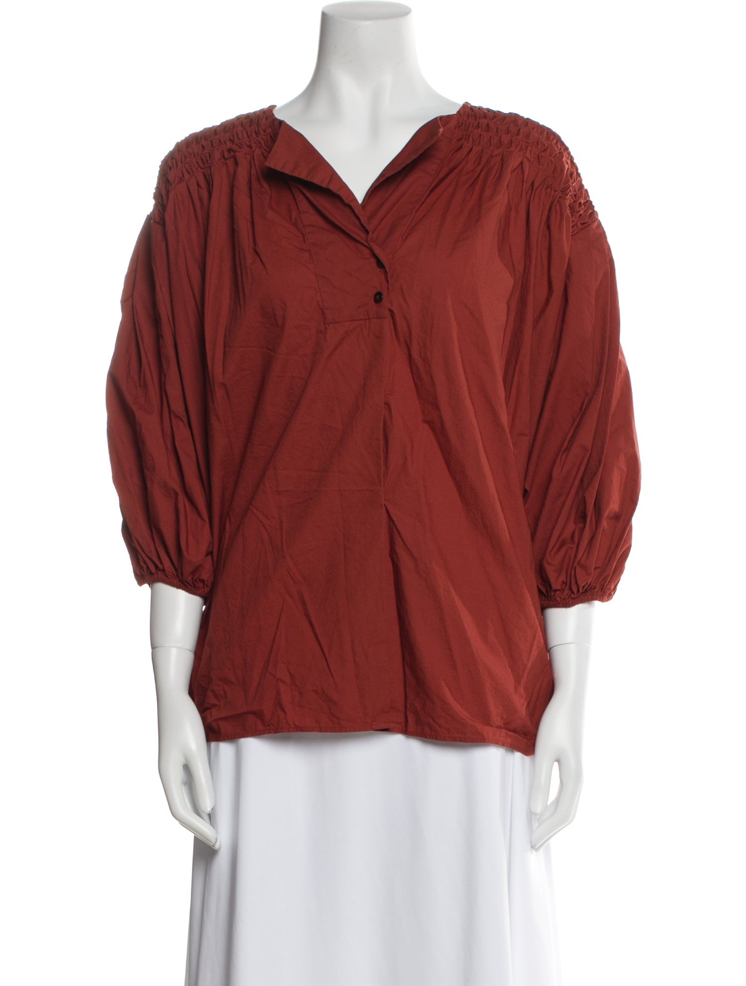 Merlette V-Neck Three-Quarter Sleeve Blouse