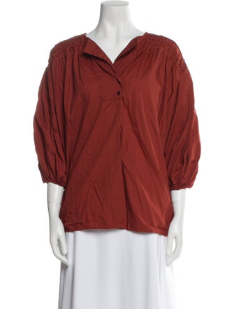Merlette V-Neck Three-Quarter Sleeve Blouse