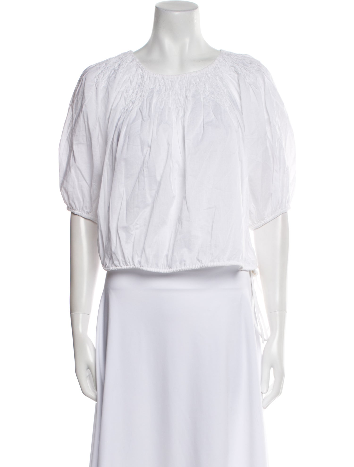 Merlette Bateau Neckline Short Sleeve Crop Top