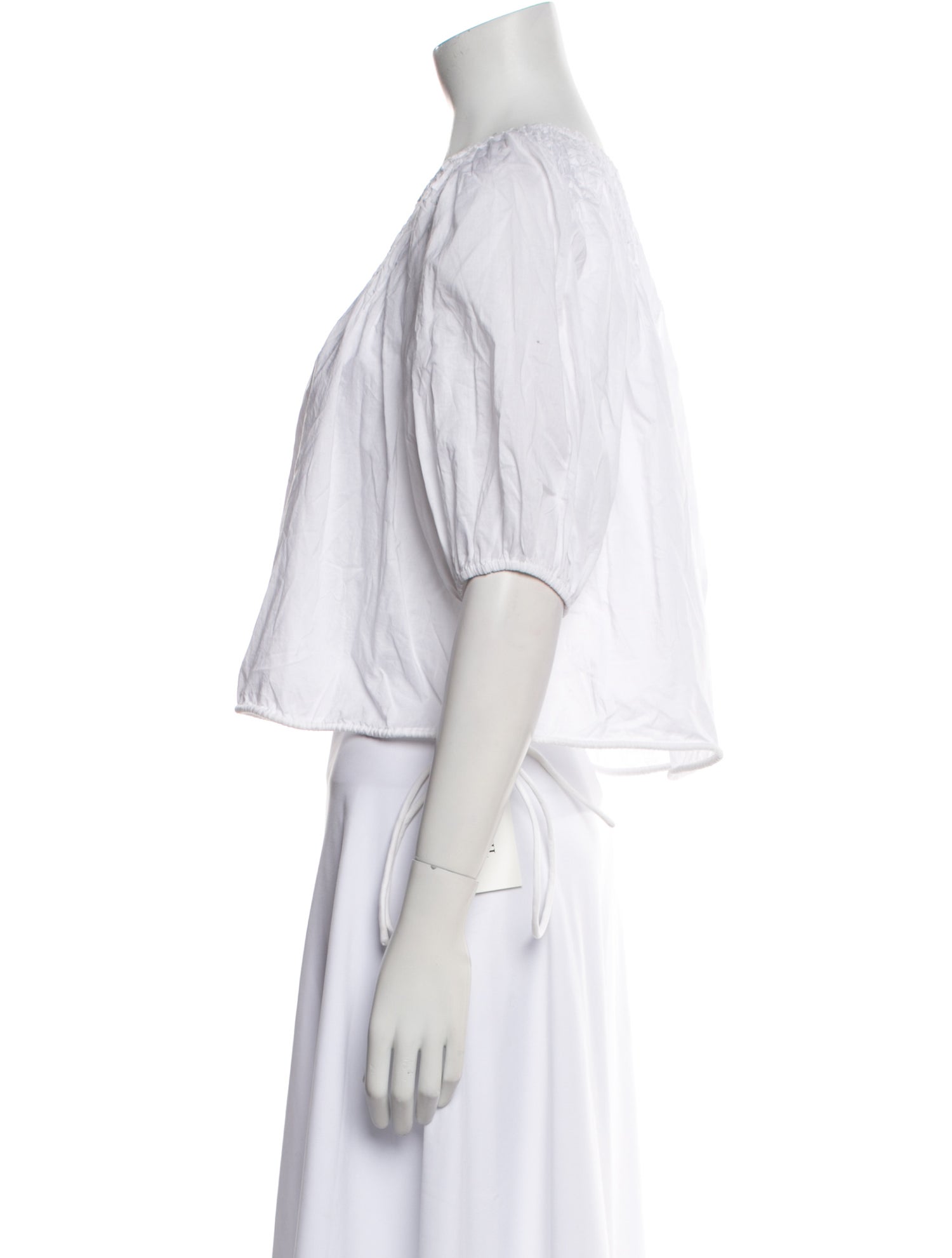 Merlette Bateau Neckline Short Sleeve Crop Top