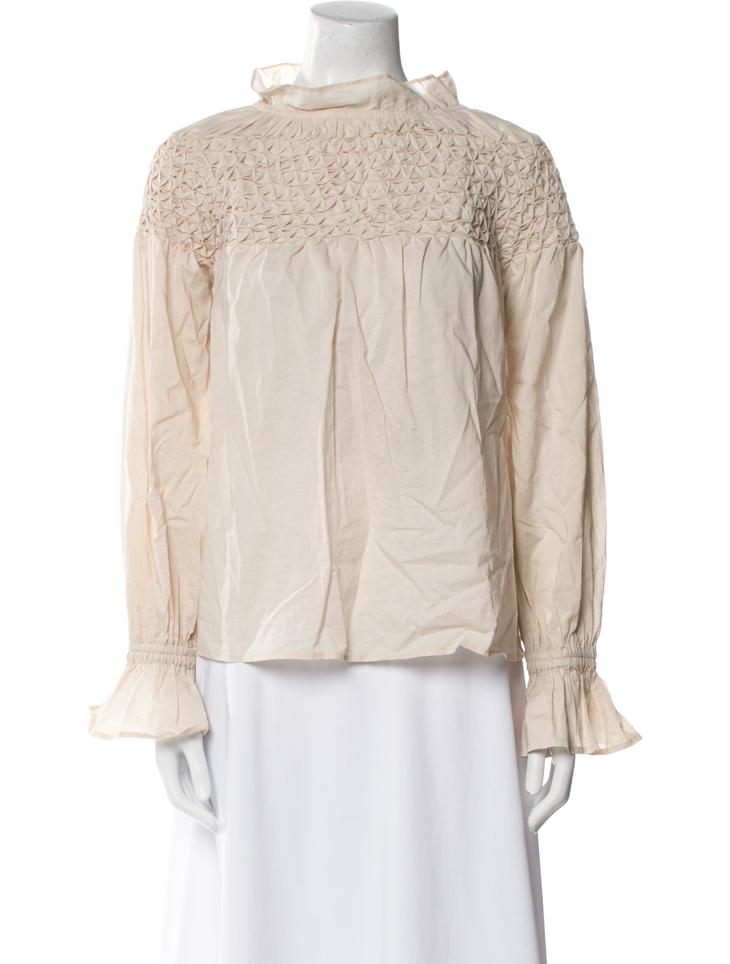 Merlette Mock Neck Long Sleeve Blouse