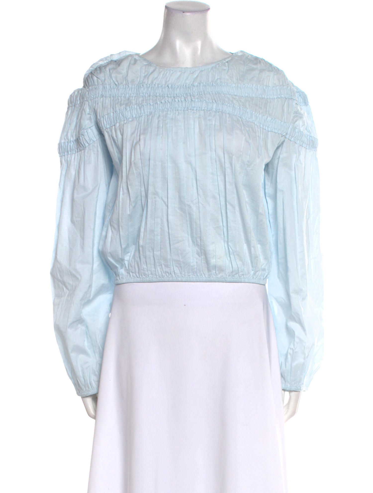 Merlette Bateau Neckline Long Sleeve Crop Top