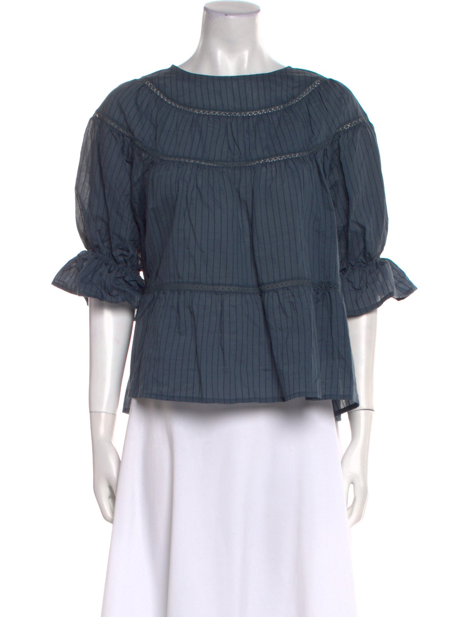 Merlette Bateau Neckline Three-Quarter Sleeve Blouse