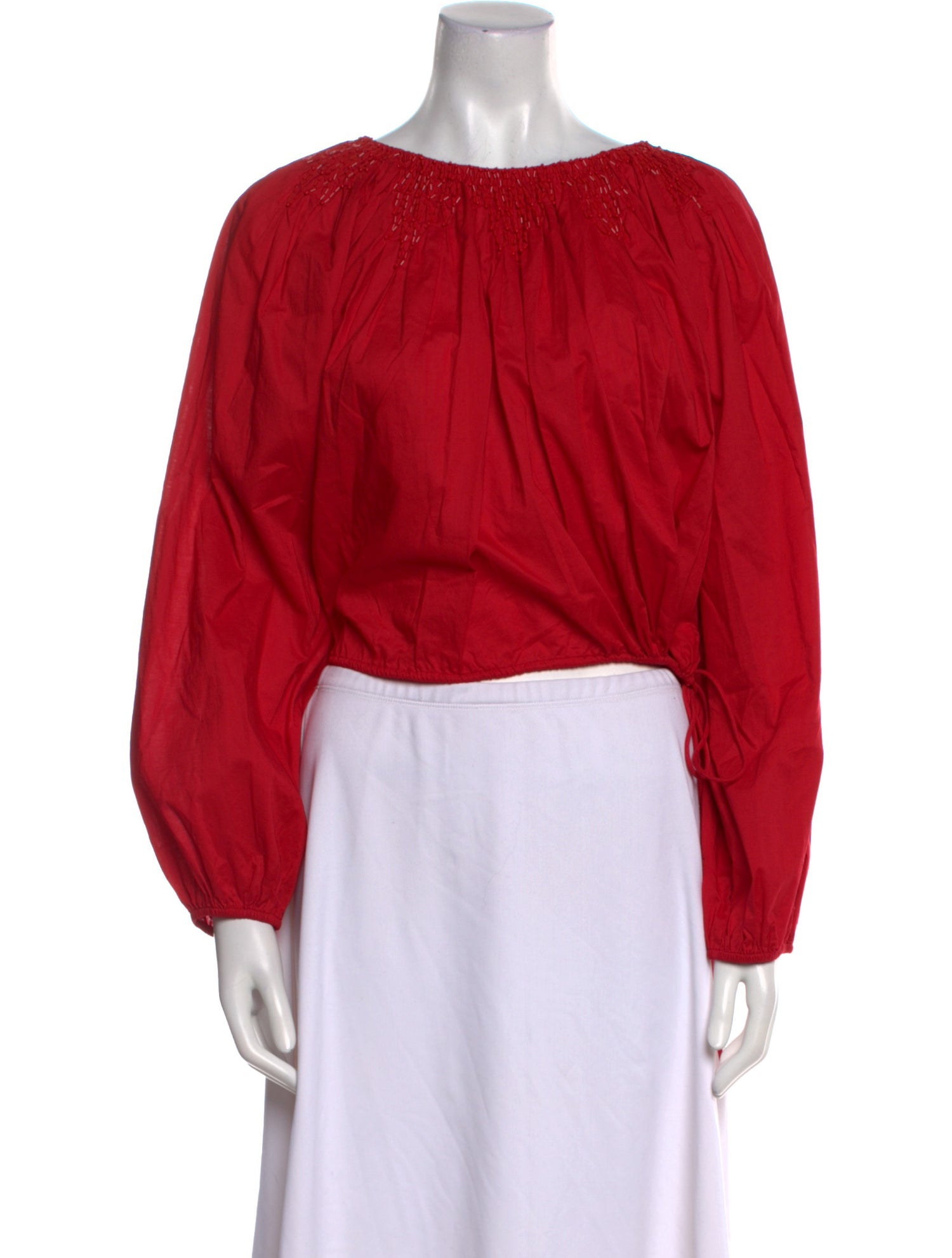 Merlette Bateau Neckline Long Sleeve Crop Top