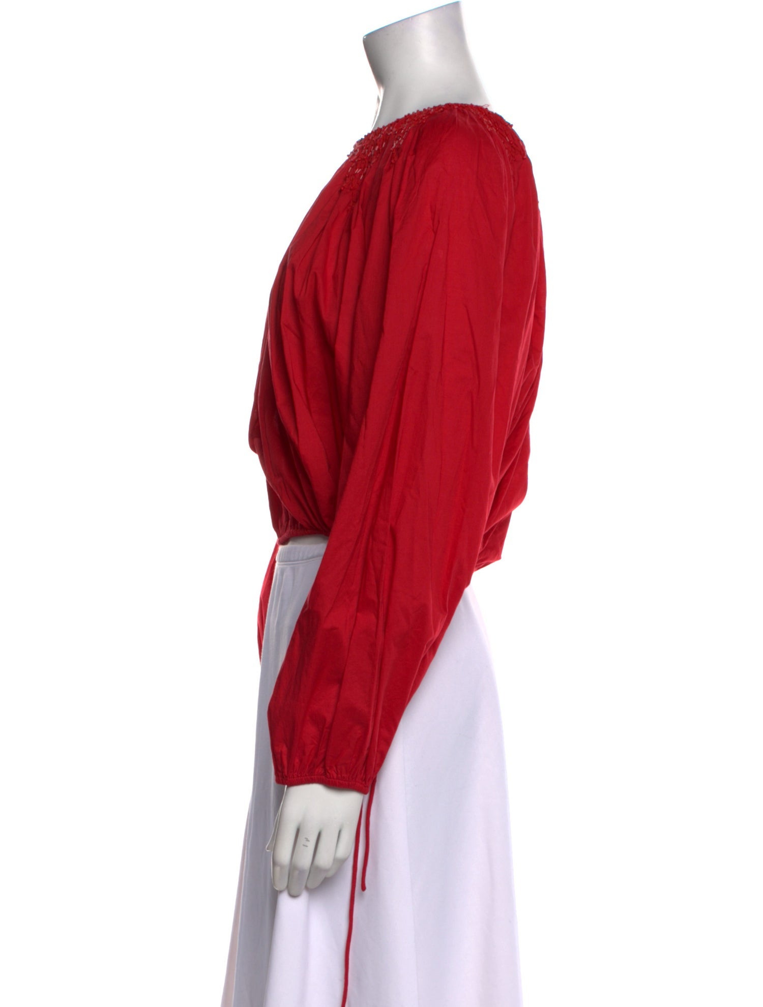 Merlette Bateau Neckline Long Sleeve Crop Top