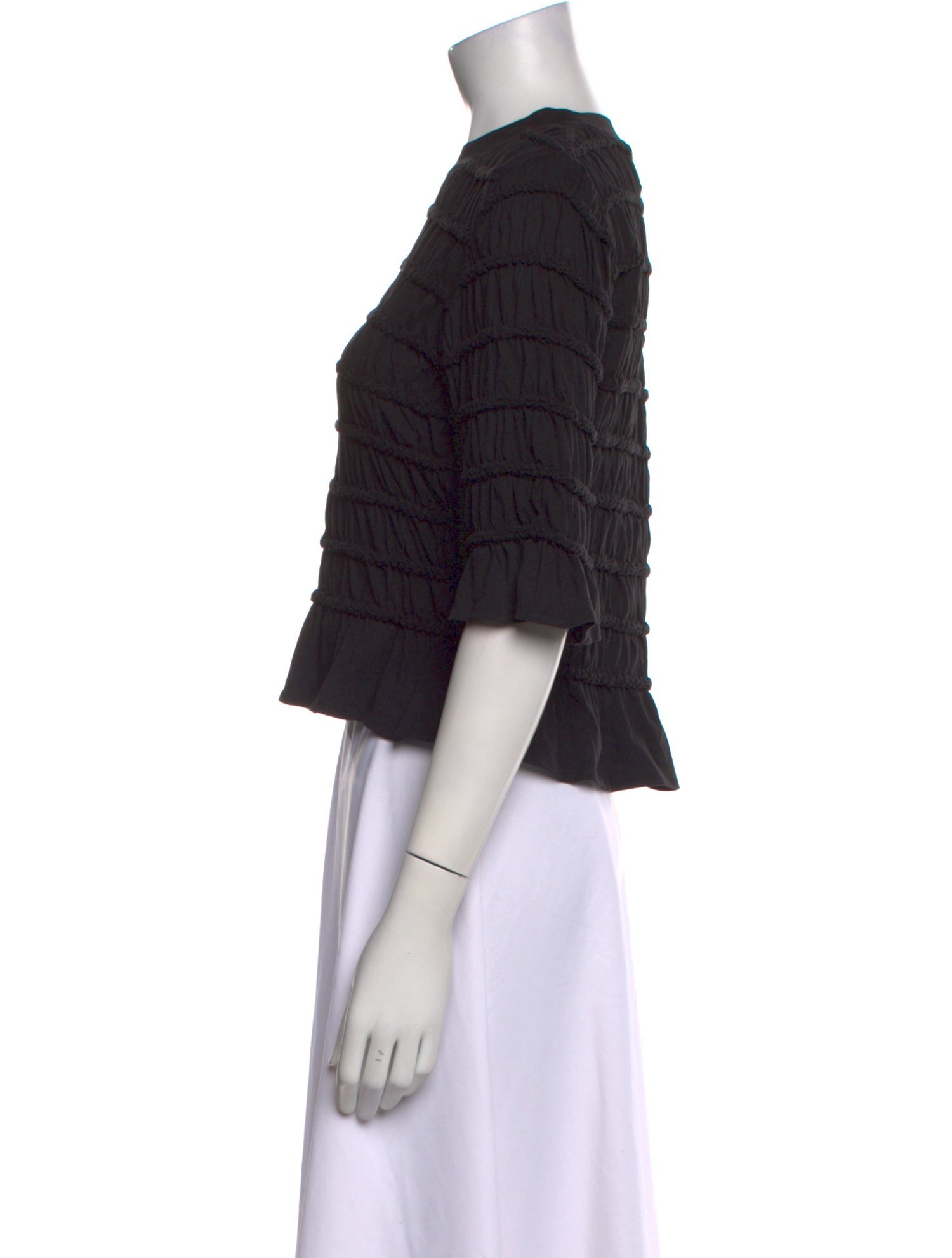 Merlette Crew Neck Three-Quarter Sleeve Crop Top