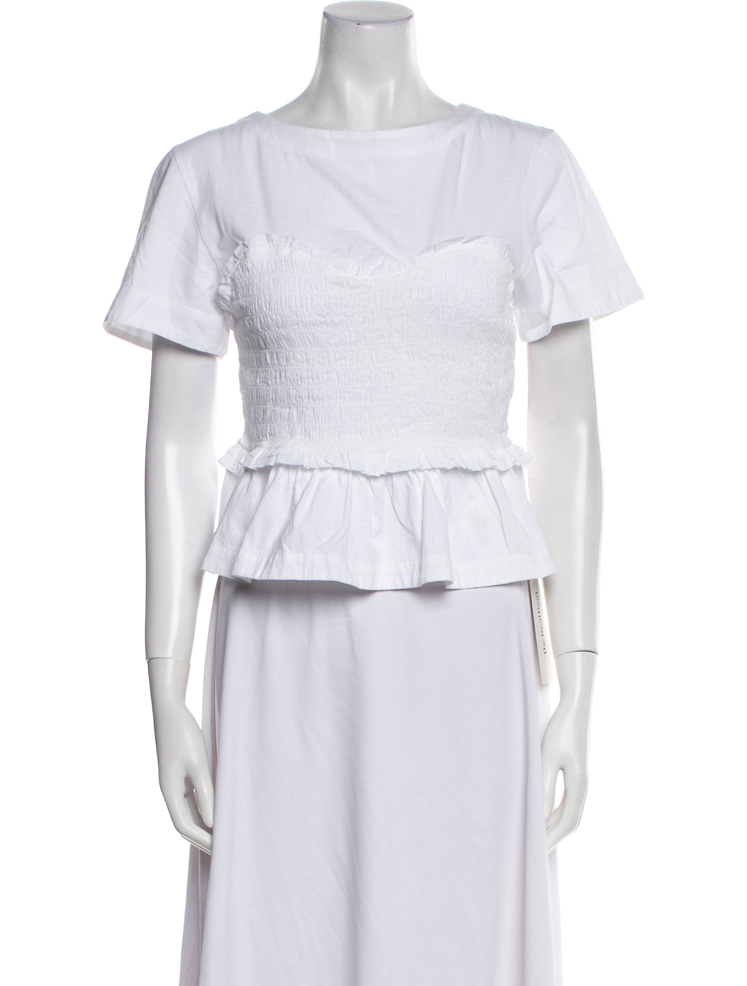 Merlette Bateau Neckline Short Sleeve Crop Top