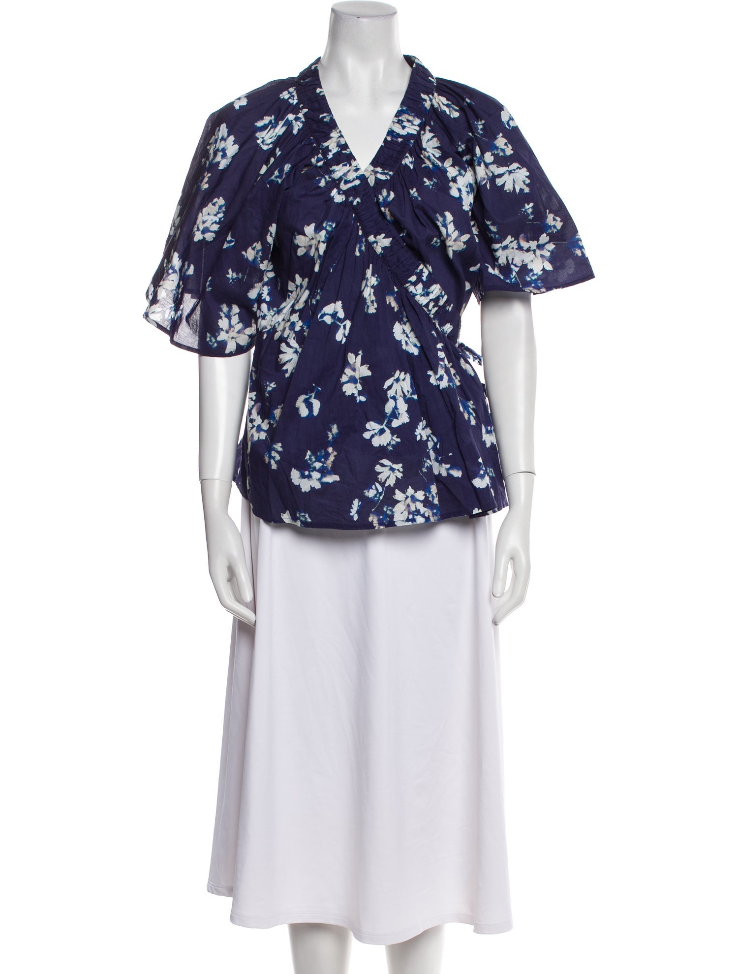 Merlette Floral Print V-Neck Blouse