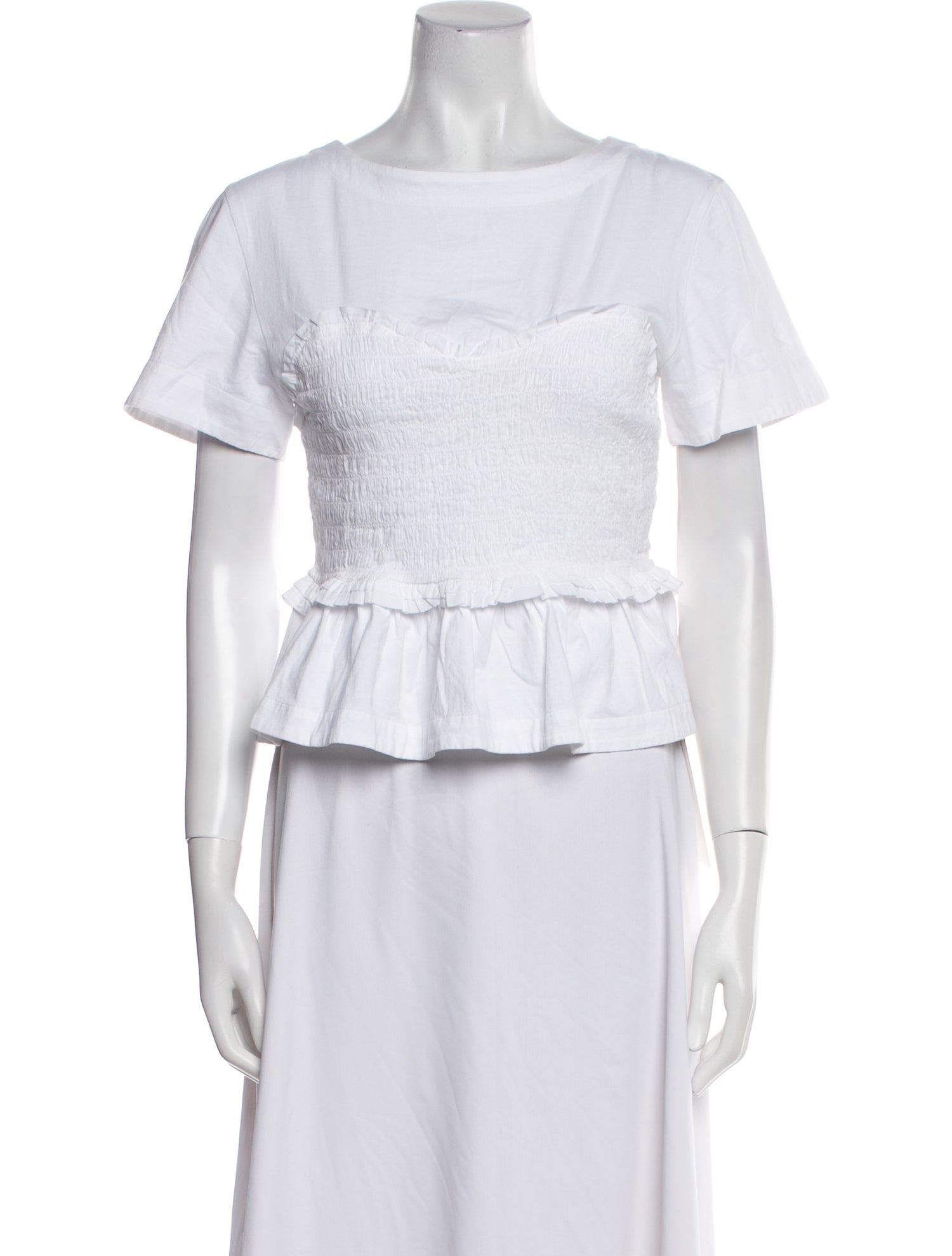 Merlette Bateau Neckline Short Sleeve Crop Top