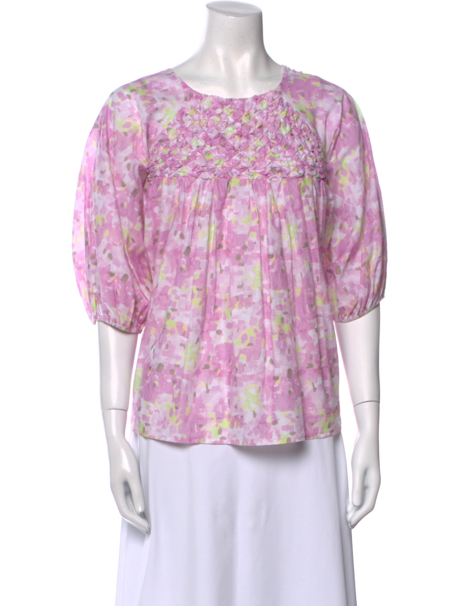 Merlette Floral Print Bateau Neckline Blouse