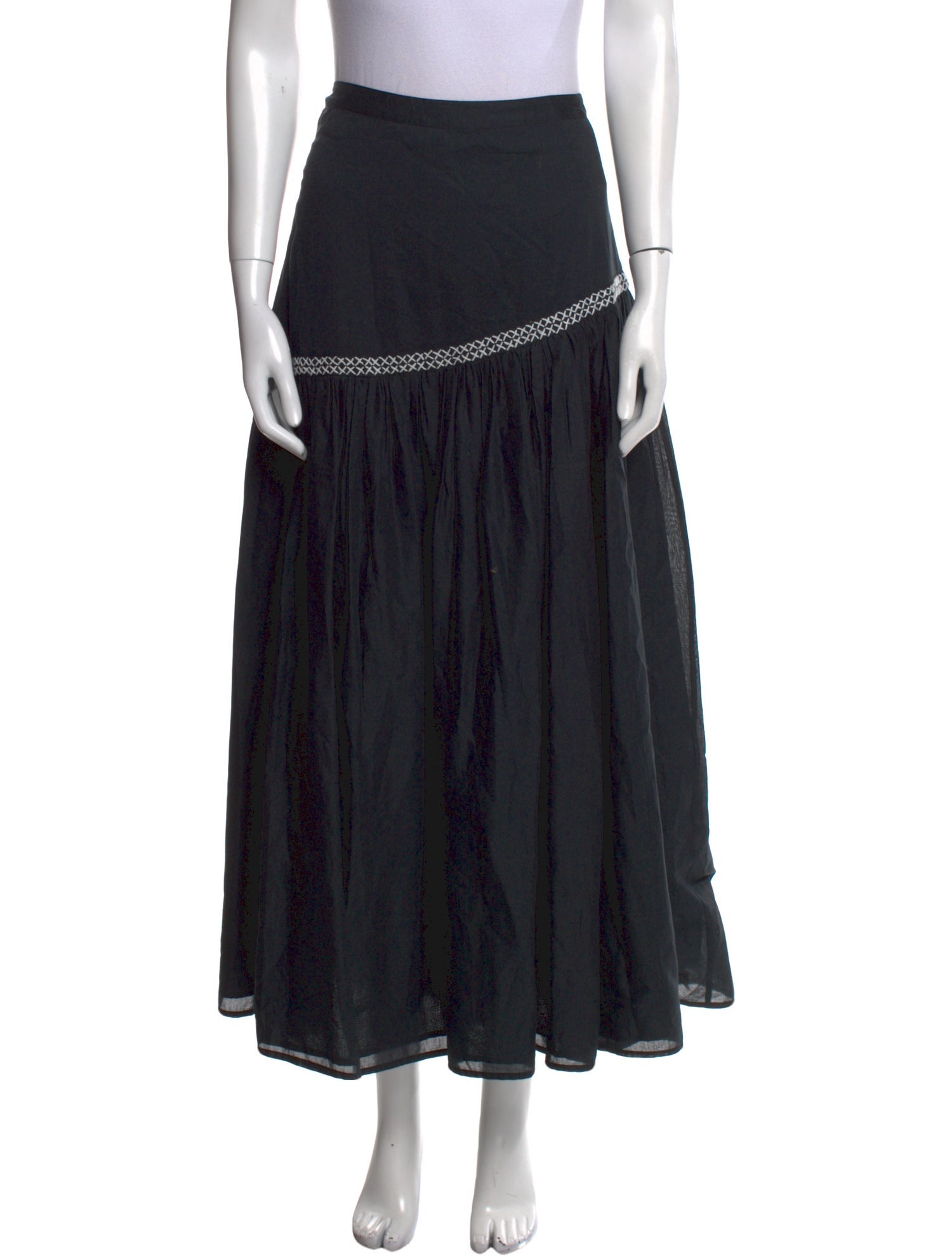 Merlette Embroidered Accent Midi Length Skirt