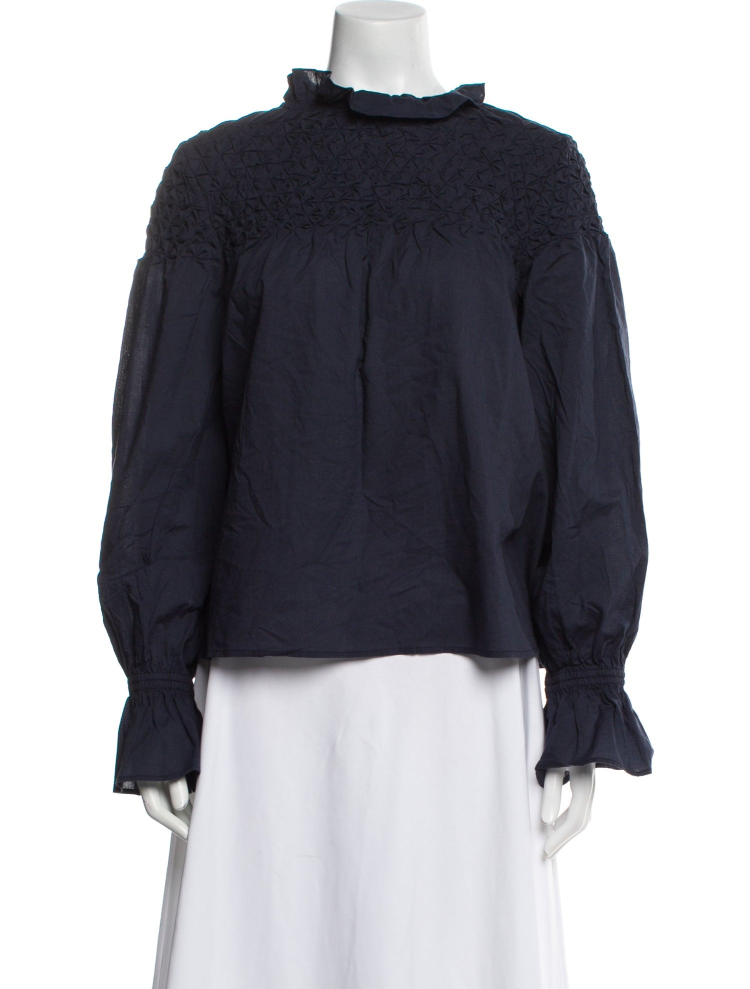 Merlette Mock Neck Long Sleeve Blouse