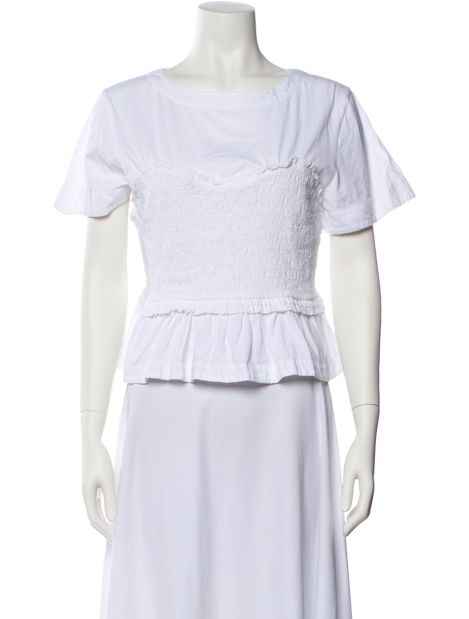 Merlette Bateau Neckline Short Sleeve Crop Top