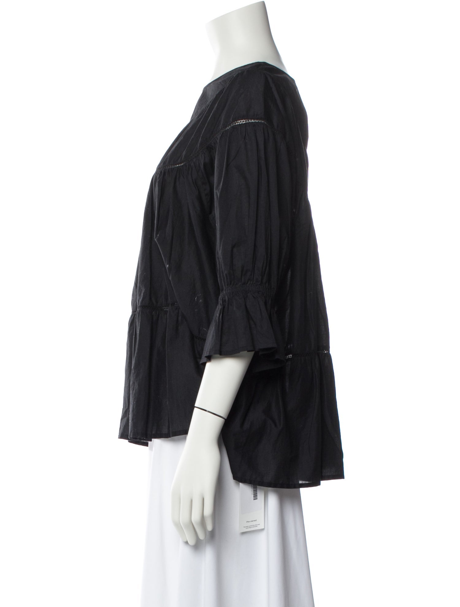 Merlette Bateau Neckline Three-Quarter Sleeve Blouse