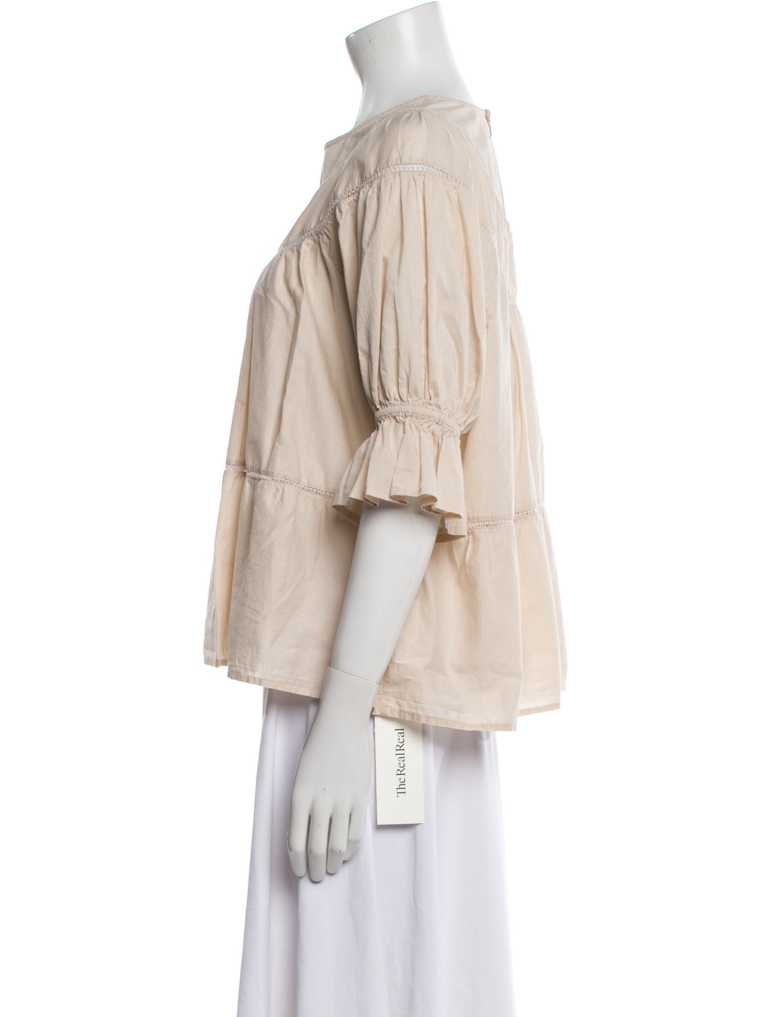 Merlette Bateau Neckline Three-Quarter Sleeve Blouse