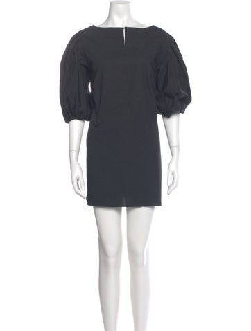 Pre-owned Merlette Bateau Neckline Mini Dress In Gray