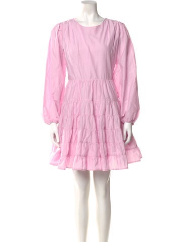 Pre-owned Merlette Crew Neck Mini Dress In Pink