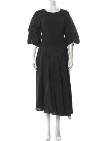 Pre-owned Merlette Crew Neck Long Dress In Black