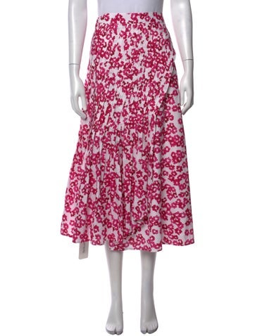 Pre-owned Merlette Floral Print Midi Length Skirt In Pink