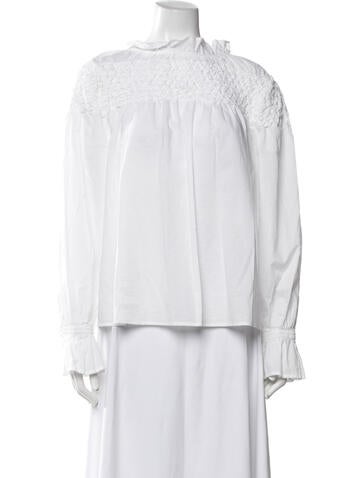 Pre-owned Merlette Off-the-shoulder Long Sleeve Blouse In White