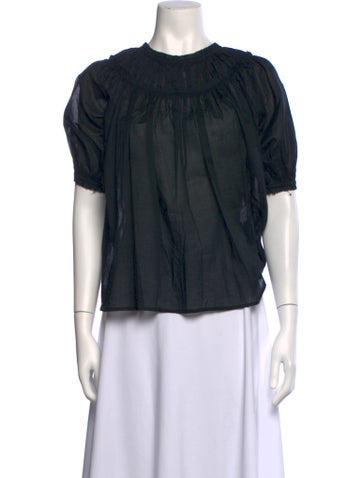 Pre-owned Merlette Crew Neck Short Sleeve Blouse In Black