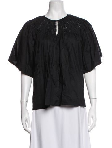 Pre-owned Merlette Crew Neck Short Sleeve Top In Black