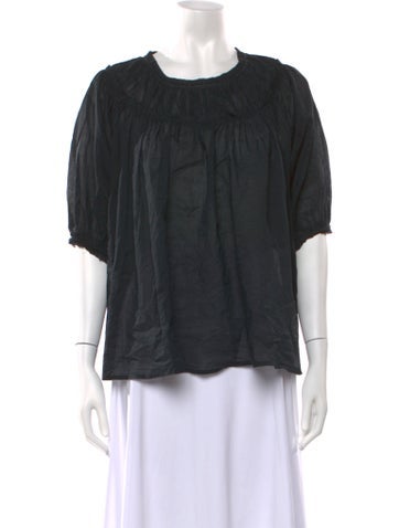 Pre-owned Merlette Scoop Neck Short Sleeve Top In Blue