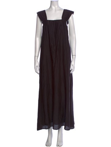 Pre-owned Merlette Square Neckline Long Dress In Black