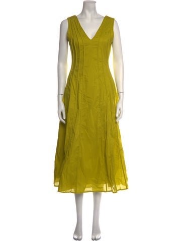 Pre-owned Merlette V-neck Midi Length Dress W/ Tags In Green
