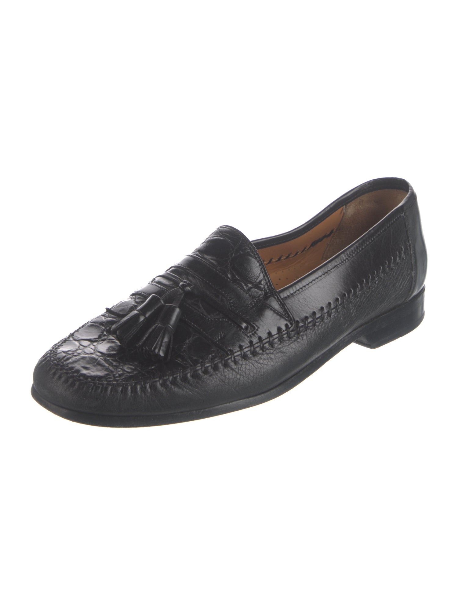 Mezlan Leather Tassel Accents Dress Loafers