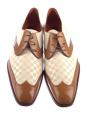 Mezlan Leather Plaid Print Spectators