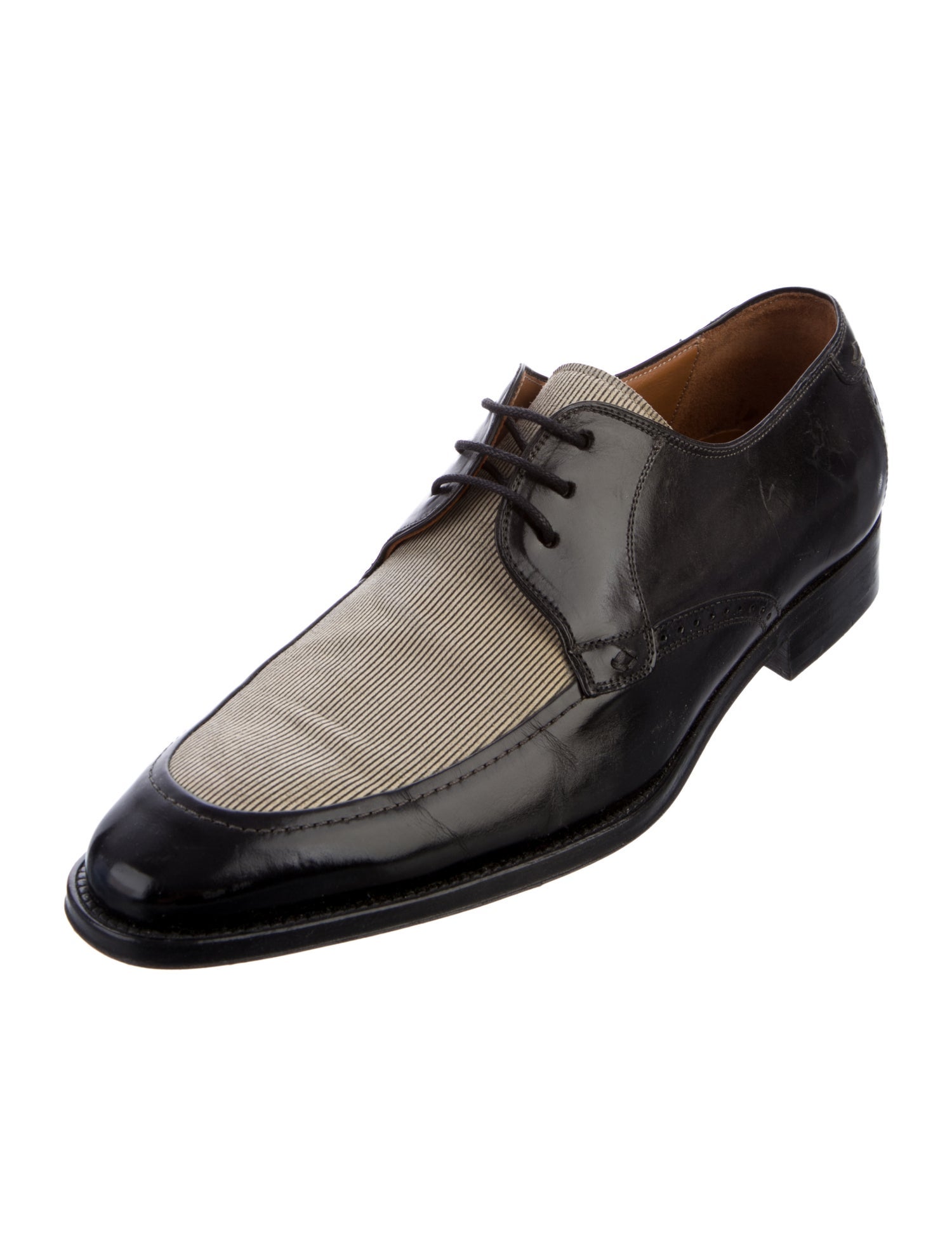 Mezlan Leather Striped Derby Shoes